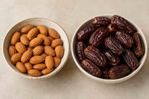 Ingredients for making Almond Stuffed Dates