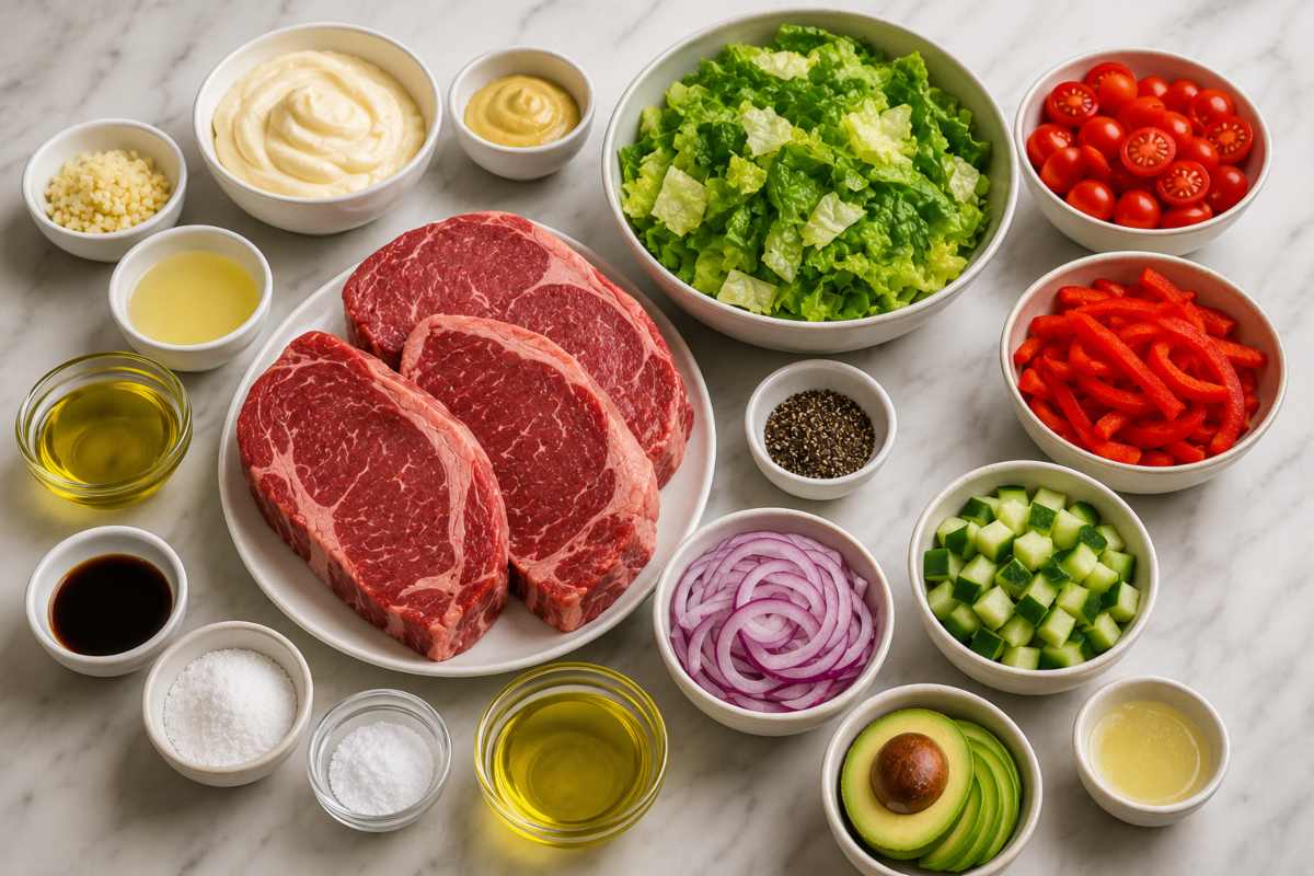 Ingredients for Steak Caesar Salad