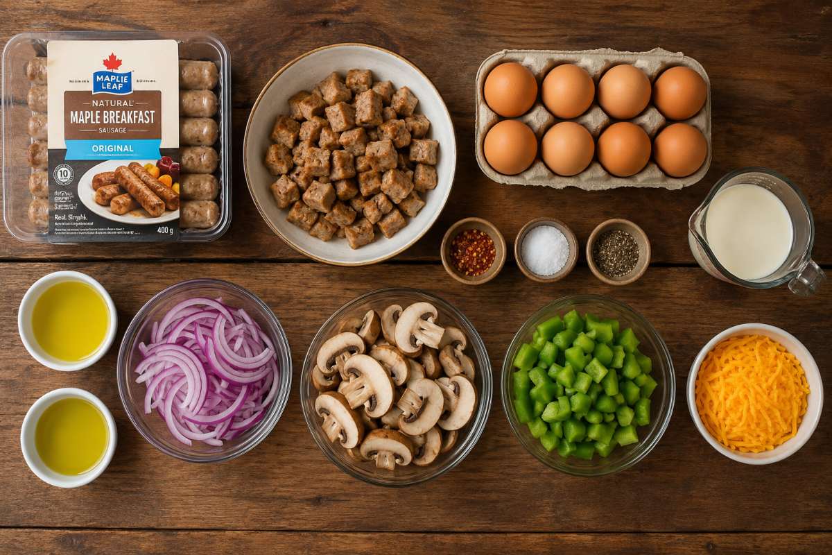 Ingredients for One Pan Sausage and Egg Breakfast