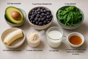 Ingredients for Avocado Blueberry Smoothie