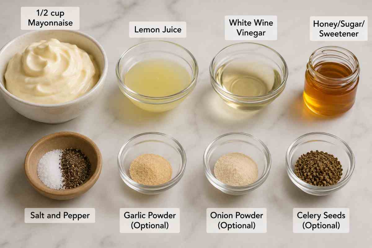 Ingredients for Coleslaw Dressing