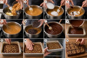 Step by Step Instructions for Chocolate Peanut Butter Squares