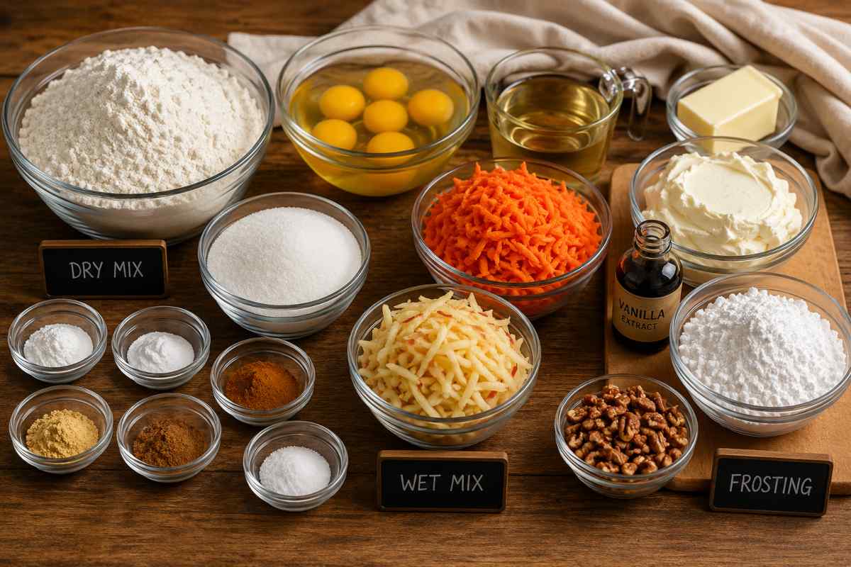 Ingredients for Carrot Cake Recipe