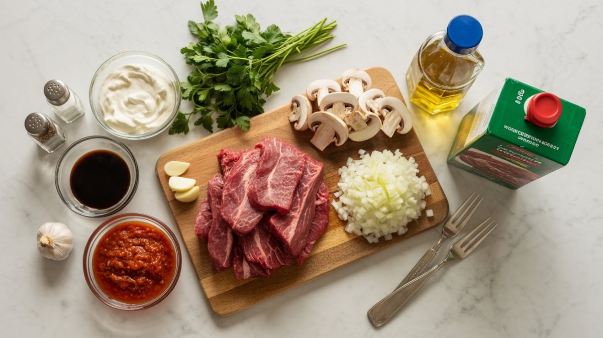 Ingredients for Beef Stroganoff Recipe