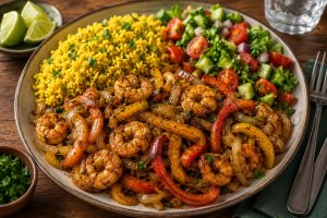 Serving Shrimp Fajitas