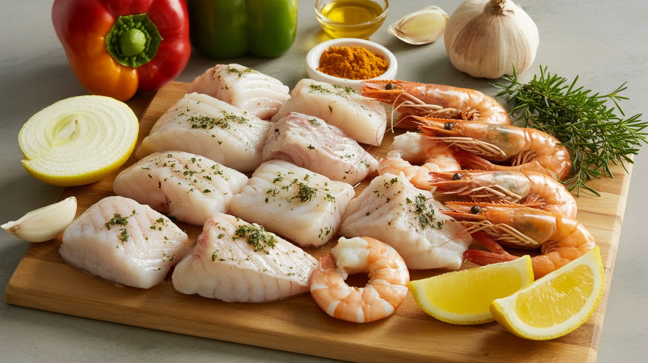 Ingredients for Grilled Fish with Shrimp