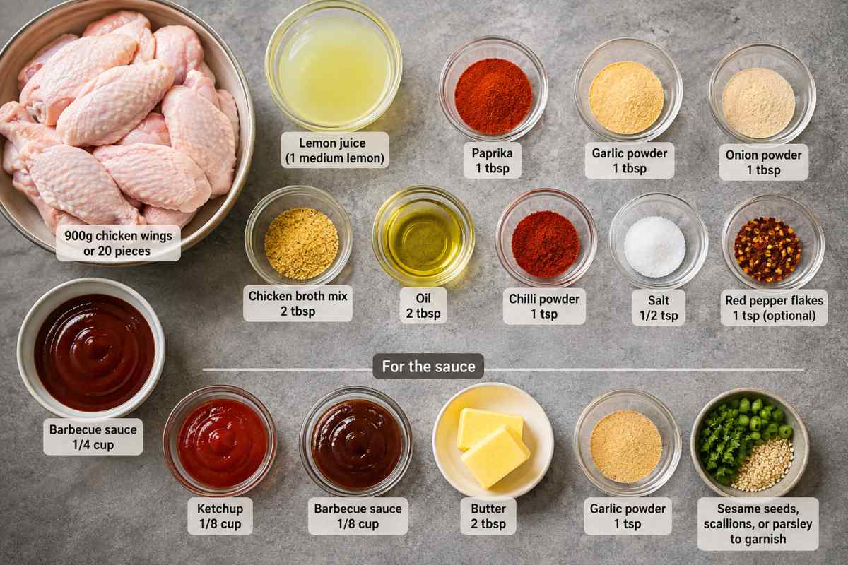 Ingredients for Chicken Wings Recipe