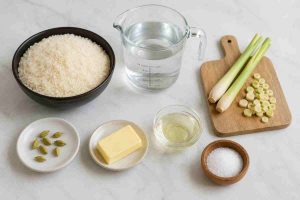 Ingredients for making Lemongrass rice recipe