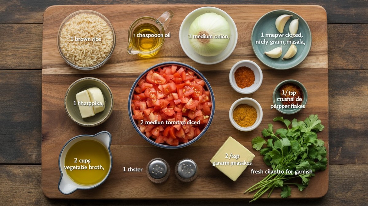 Ingredients for Tomato Brown Rice: