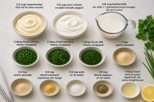 Ingredients of Homemade Ranch Dressing