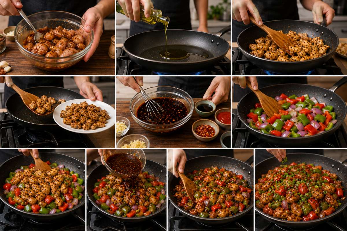 Instructions for Chicken and Peppers Stir Fry