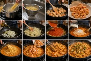 Creamy Shrimp Pasta Step By Step Instructions