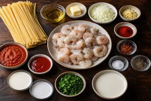 Ingredients for Creamy Shrimp Pasta