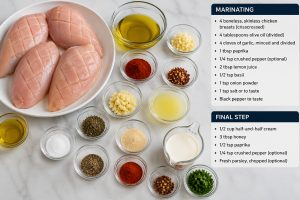 Ingredients of Creamy Honey Chicken