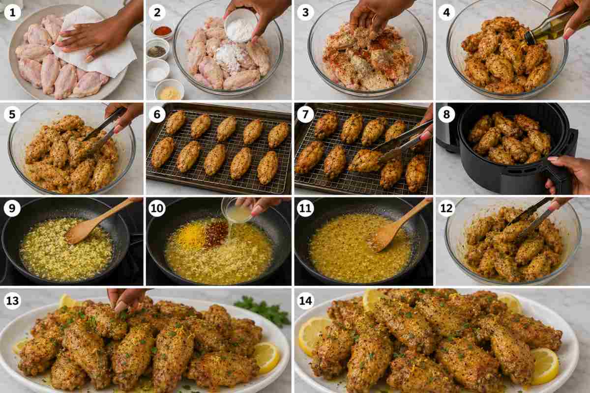 Step by Step Instructions For Lemon Pepper Wings