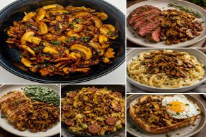 Serving sauteed mushrooms