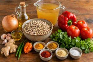 Ingredients for making black eyed peas recipe
