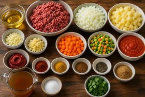 Ingredients for making Ground Beef Stew Recipe