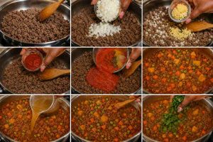 Instructions for making ground beef stew