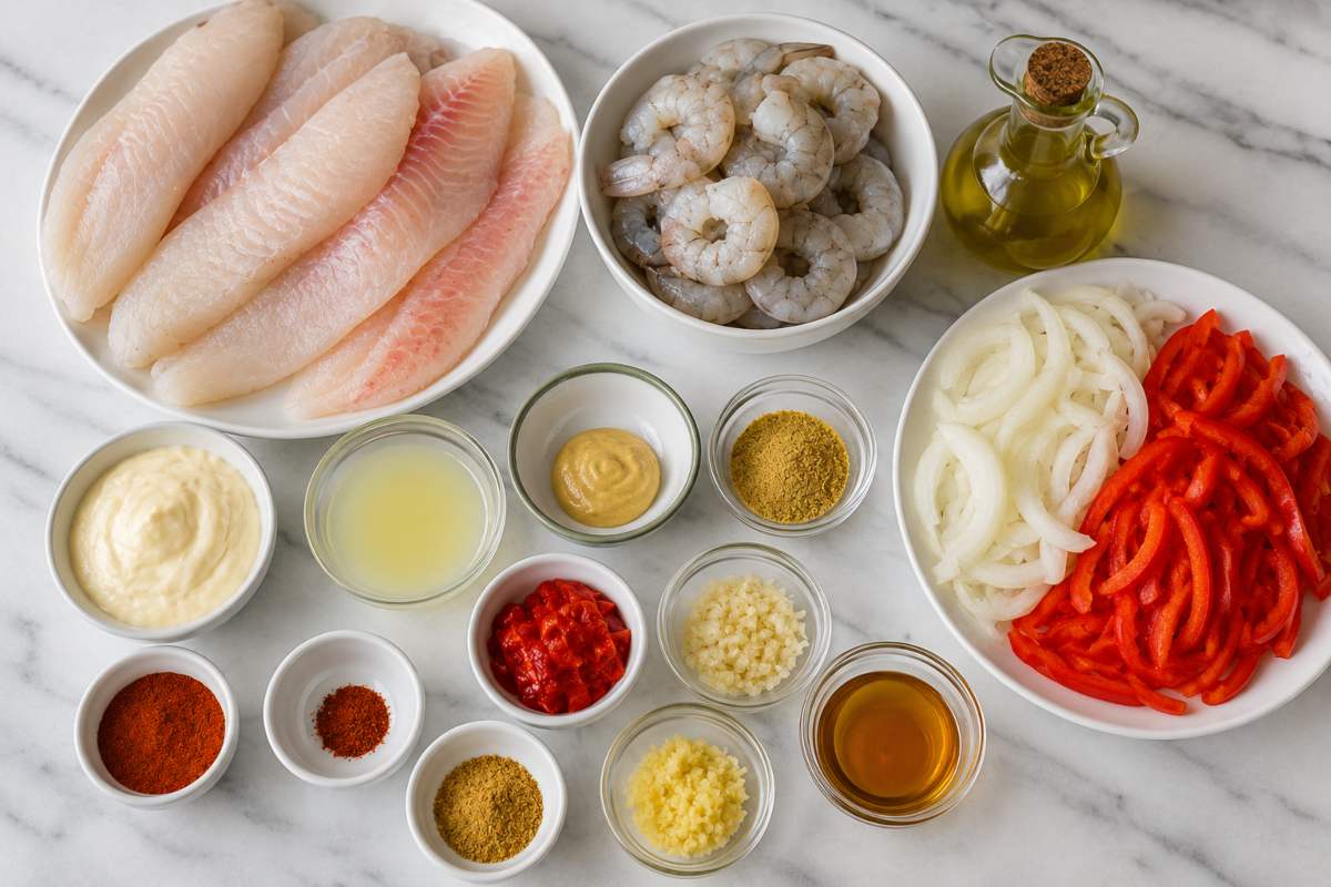 Ingredients for Grilled Fish with Shrimp
