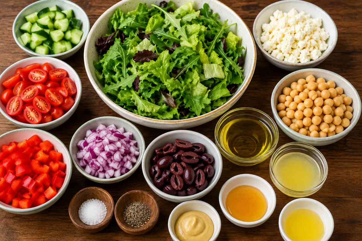 Ingredients for making Mediterranean Salad Recipe