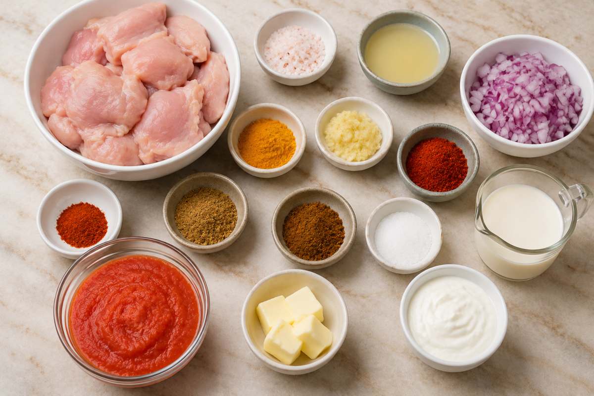 Ingredients for making butter chicken
