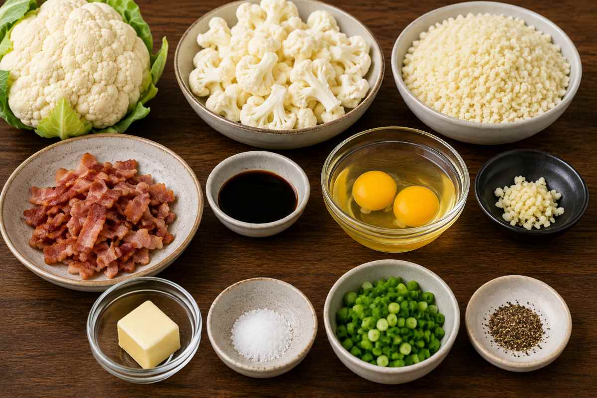 Ingredients for Bacon Cauliflower Rice
