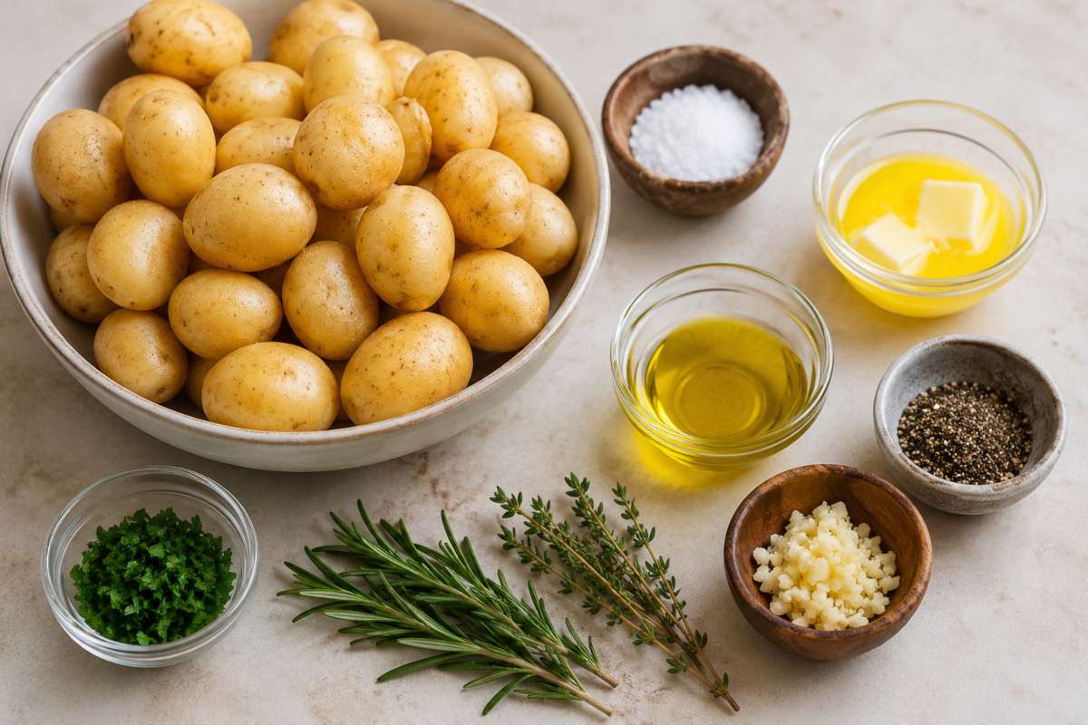 Ingredients for making smashed potatoes