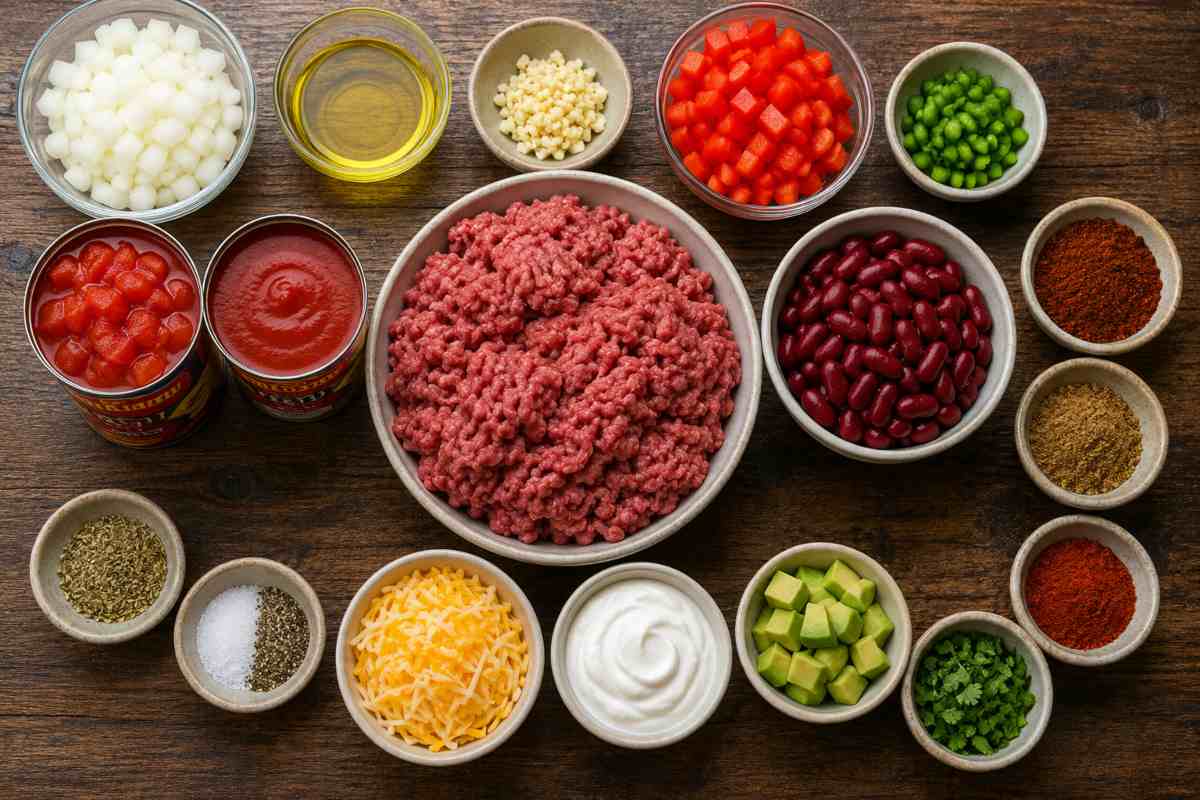 Ingredients for Chilli Recipe