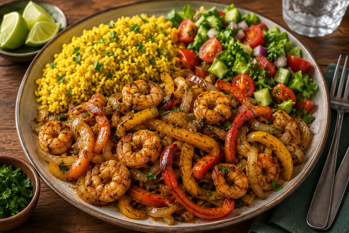 Serving Shrimp Fajitas