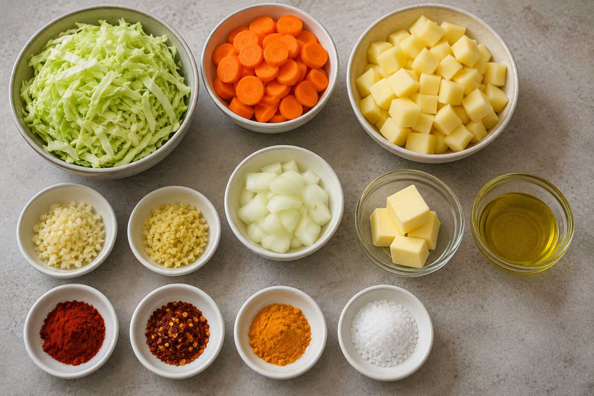 Ingredients for One Skillet Cabbage Recipe