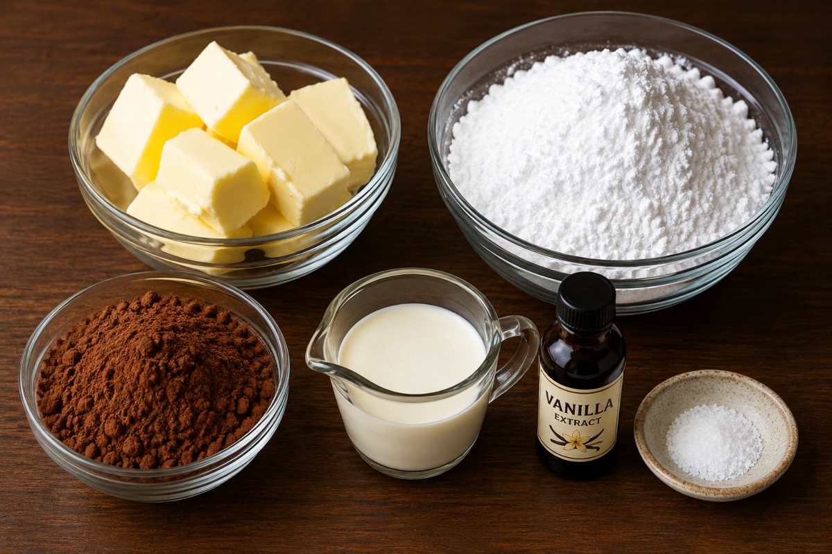 Ingredients for making Chocolate Frosting