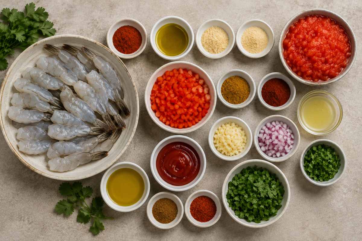 Ingredients for making Masala Stuffed Prawns