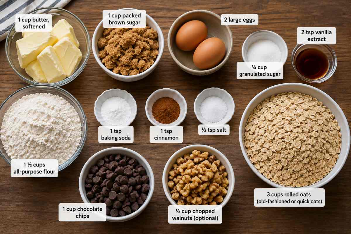 Ingredients for making Oatmeal Cookies