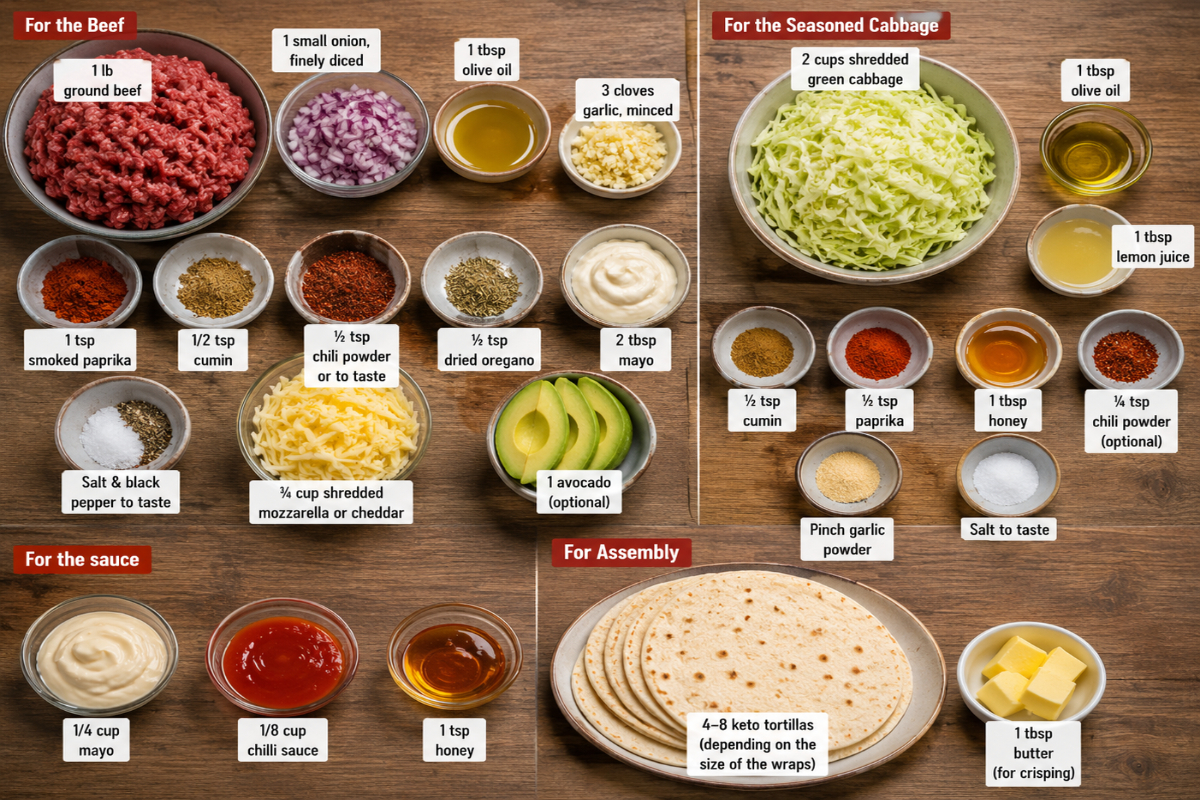 Ingredients for Crispy Tortilla Wrap