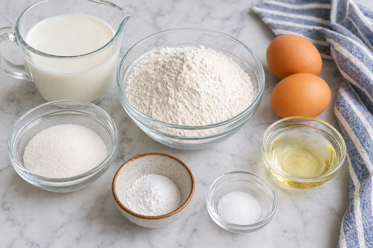 Ingredients of pancake breakfast