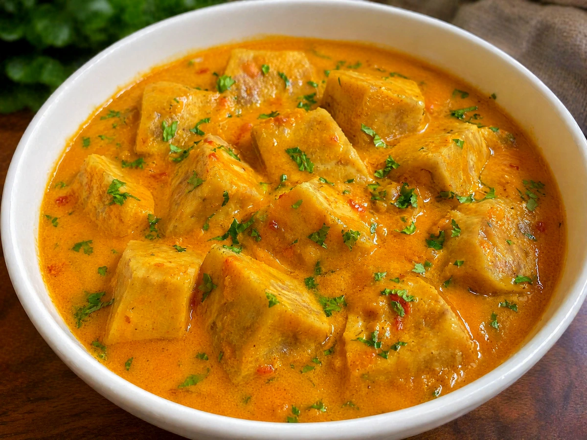 A-rustic-bowl-of-tender-cubed-nduma-(dasheen)-simmered-in-a-thick,-golden-turmeric-and-coconut-milk-sauce,-garnished-with-fresh-coriander-and-a-squeeze-of-lime
