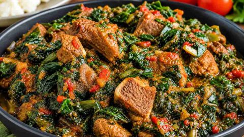 Goat Sukuma Wiki Vegetable Stew