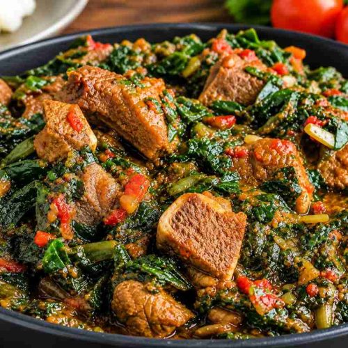 Goat Sukuma Wiki Vegetable Stew