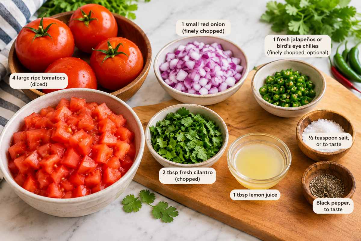 Ingredients for making Kachumbari Recipe