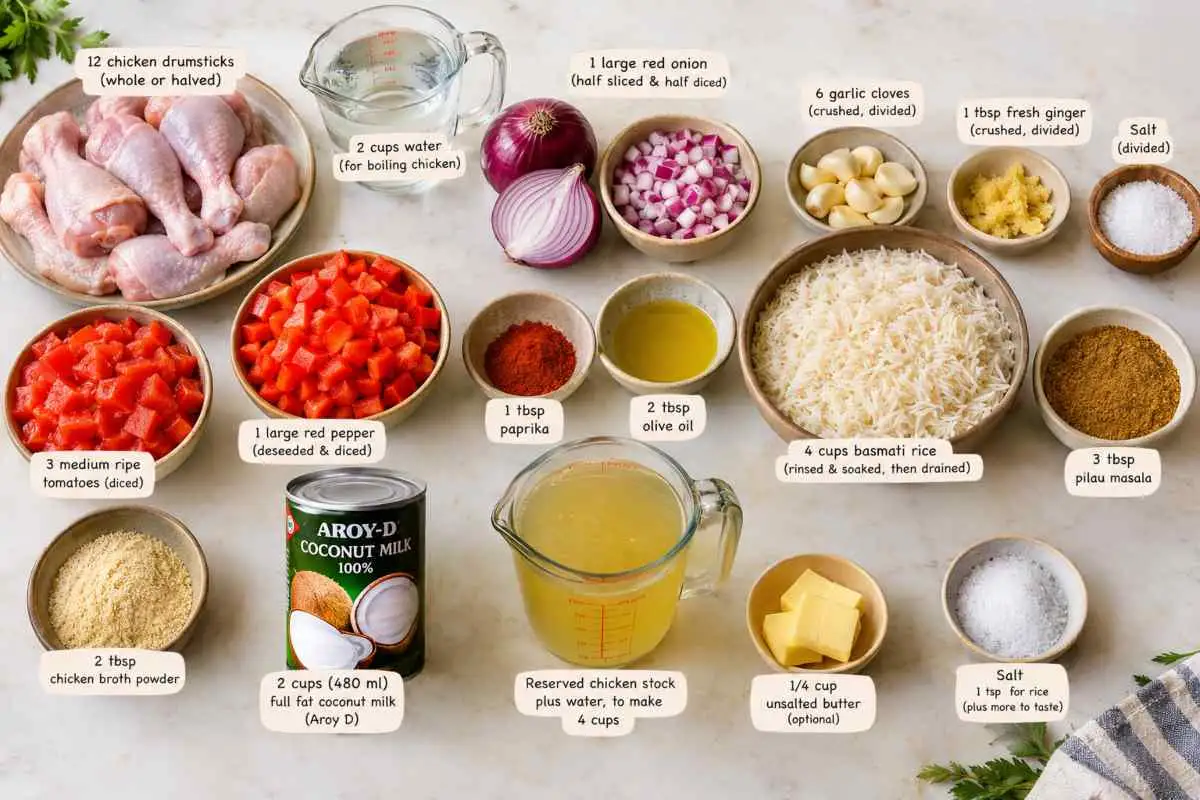 Coconut Chicken Pilau Ingredients