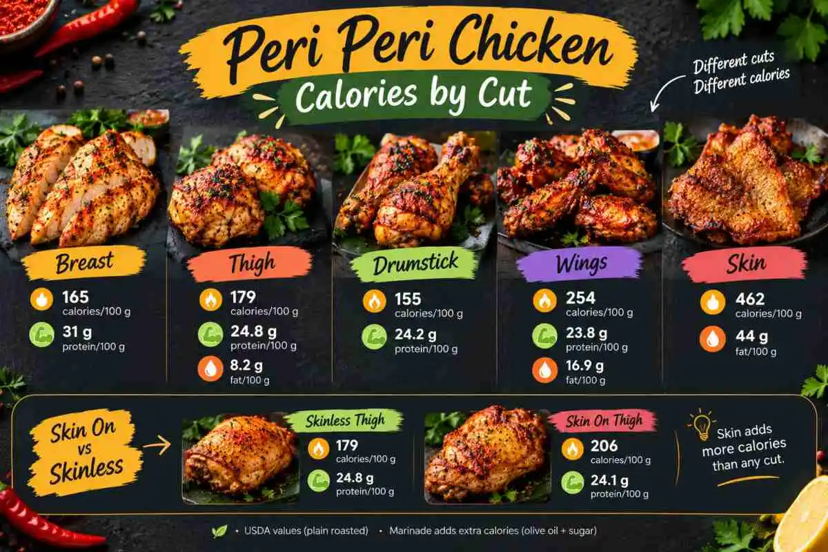 Peri Peri Chicken Calories by Cut